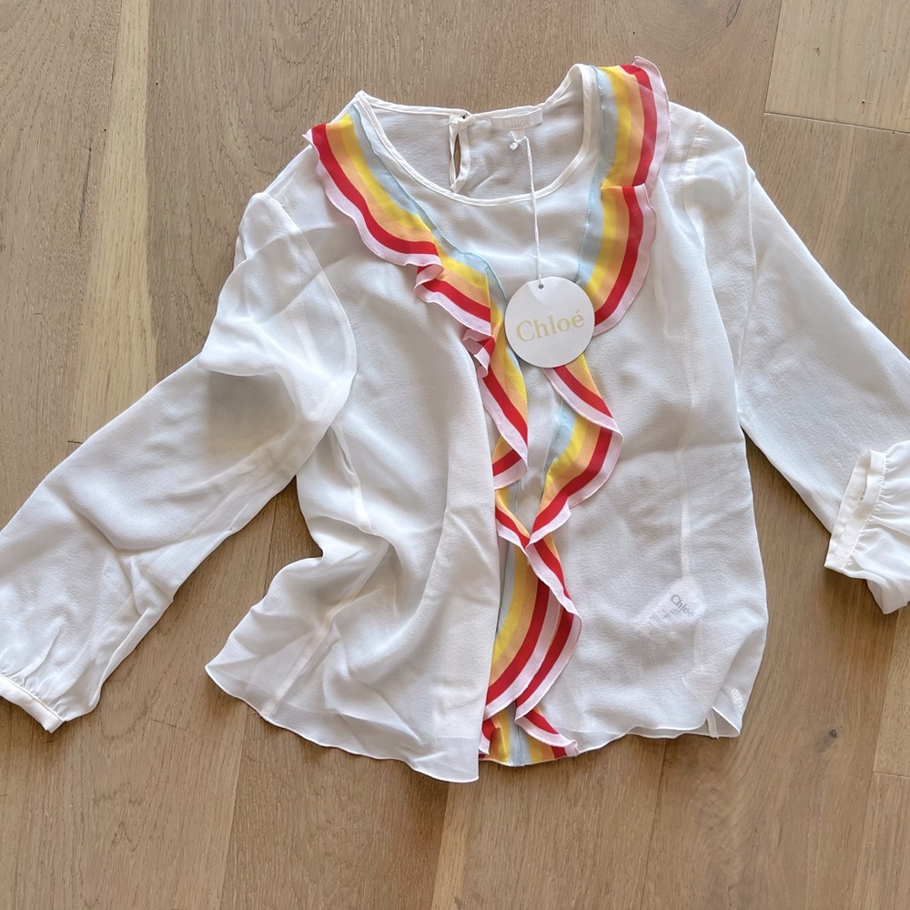 Girls Chloe mini me long sleeve rainbow ruffle top 12 kids preteen NWT